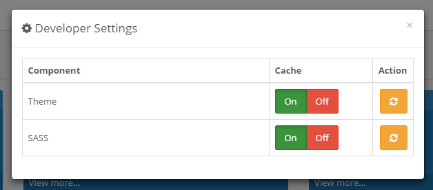 OpenCart 3 Developer Settings - clear cache, enable or disable caching of theme